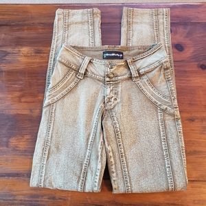 BrazilRoxx acid wash skinny jeans tan brown size 2